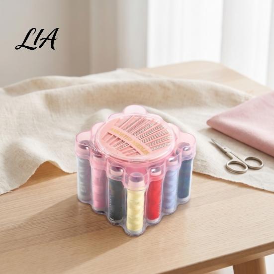 Sewing Tool Kit Portable with Storage Box, Colorful Thread, Needle, Tailor Scissors, Tape Complete Measure, Home Travel Emergency Supplies for