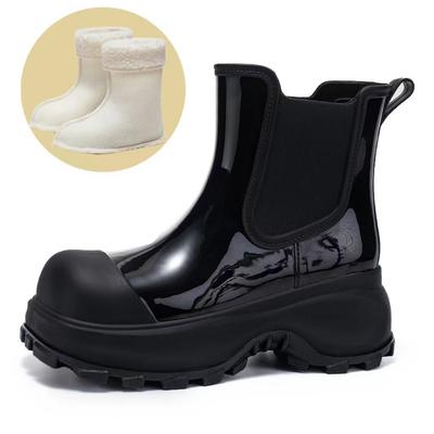 Короткие резиновые сапоги женские верхняя одежда на плоской подошве нескользящая водонепроницаемая обувь студенческая резиновая обувь кухонная рабочая короткая вода