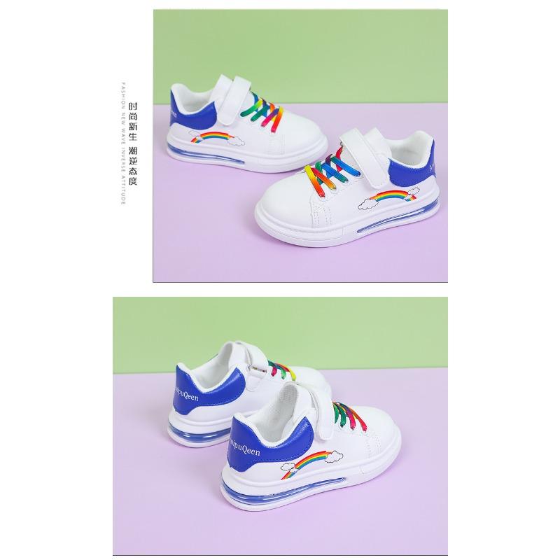 Spring and Autumn Children's Board Shoes Boy's Rainbow Shoes Girl's Small White Shoes Waterproof Leather Top Children's Casual Shoes Soft Soled