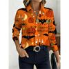 New Women's Long Sleeve Shirt, Halloween Pumpkin Bat Shirt