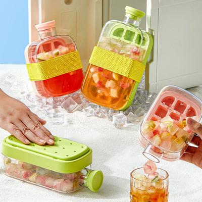 Лоток для льда с крышкой для морозильника, многоразовый вертикальный льдогенератор для быстрого приготовления льда, бесконтактное открывание, простая пресс-форма для льда для коктейлей из виски