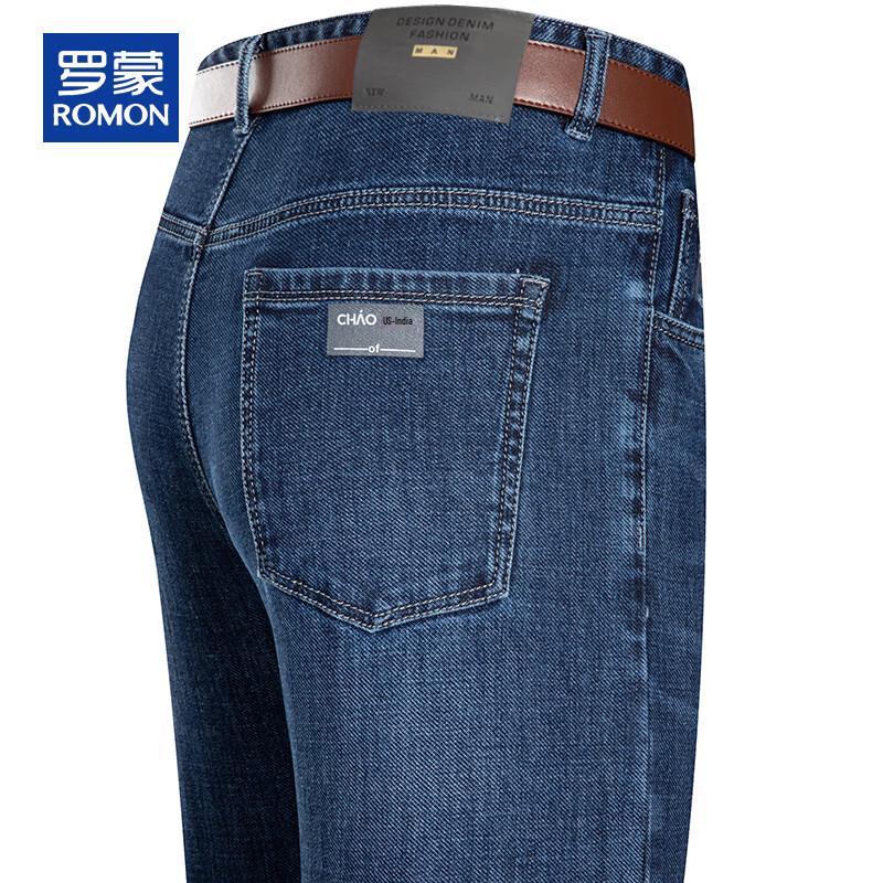 ROMON Мужские плотные осенне-зимние эластичные джинсы прямого кроя