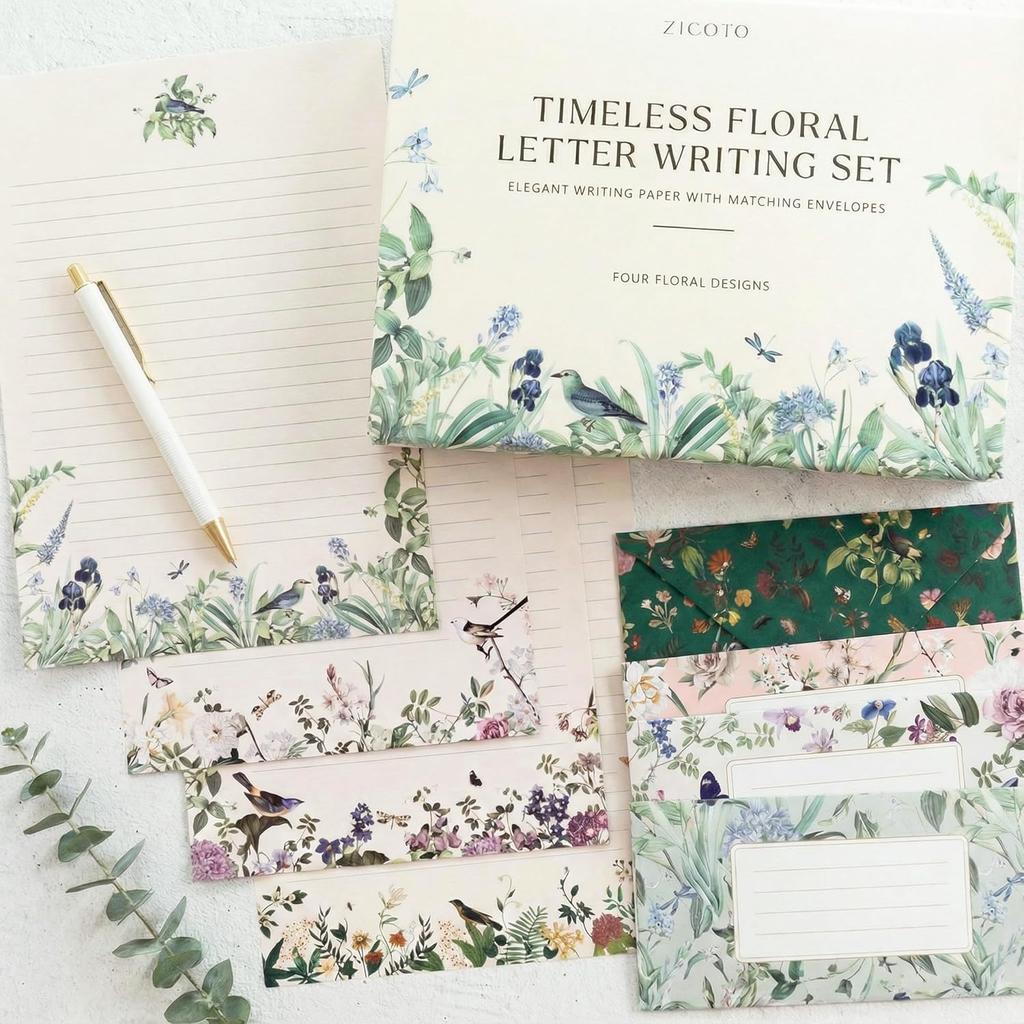 Beautiful Stationery Set with Envelopes - Premium-Quality, No-Bleed Lined Letter Writing Paper with Elegant Floral Designs - Cute Stationary Supplies