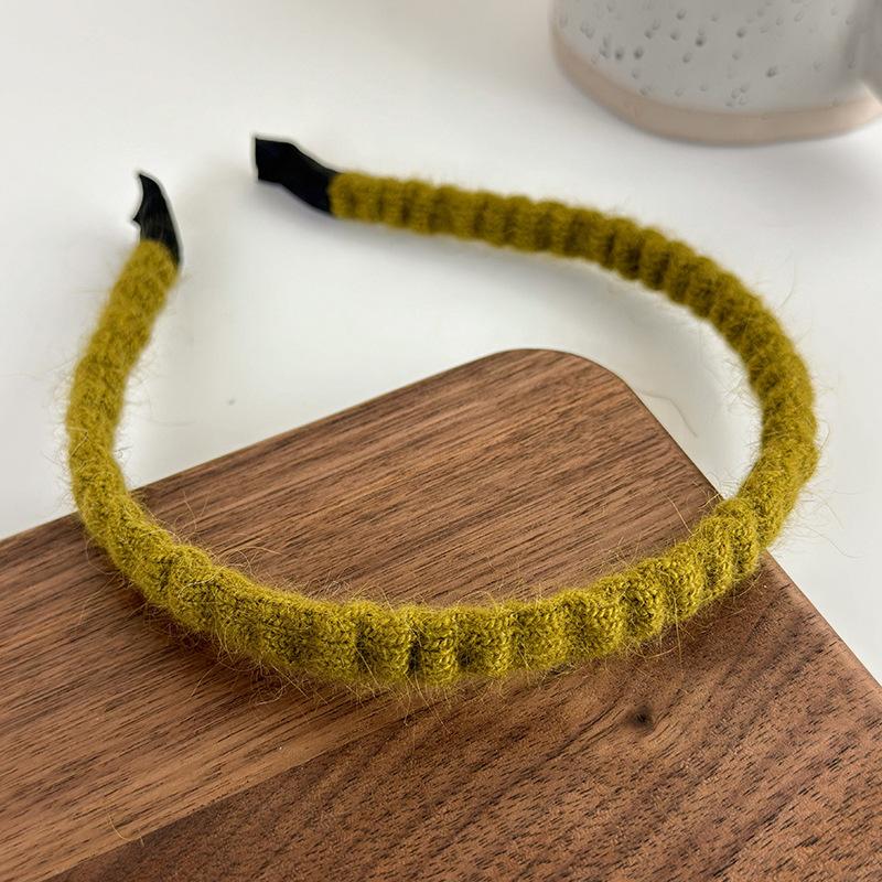 Retro Autumn Winter Wool Knitting Headbands Fashion Plush Elastic Hair Bands For Woman Girls Simple Sweet Temperament Hair Hoop