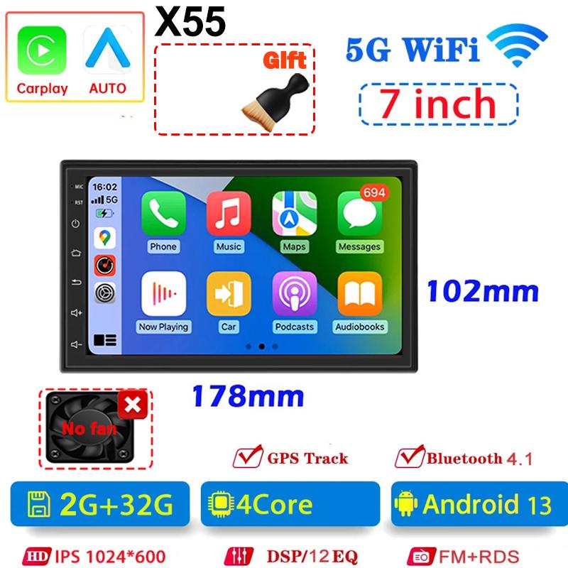 Universal 2Din Car Radio 7"/9"/10"Android 13 Autoradio 4/8Core Wireless Carpaly Multimedia Player GPS For Hyundai Nissan Toyota
