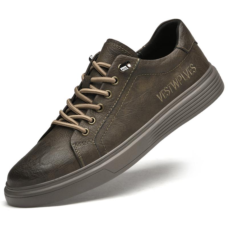 Модная Роскошная Кожаная Обувь Новая Эластичная Лента Спортивная Обувь для Открытого Воздуха Толстая Подошва Оксфорды Мужская Повседневная Обувь Модная Обувь для Пешего Туризма на Открытом Воздухе