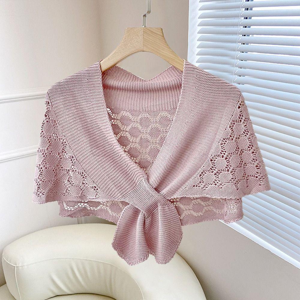 Weave Knitted Hollow Shawl Cross Blouse Shoulder Fake Collar Autumn/Winter/Spring/Summer