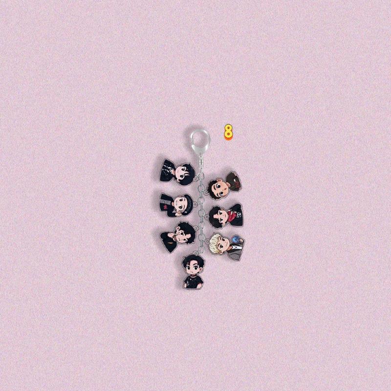 BTS Брелок с несколькими подвесками, Брелок-цепочка с фото/мультяшной фигуркой участника Bangtan Boys, Брелок-подвеска для сумки фанатов K-pop ARMY