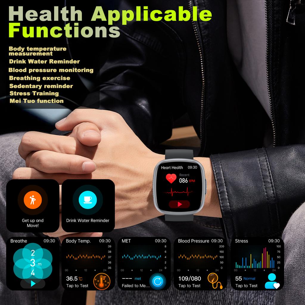 2025 Smart Watch Blood Pressure Health Monitoring ECG HRV Bluetooth Call SOS Men Women Sport Fitness Tracker Blood Oxygen Watch