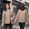 Зимняя женская пуховая куртка с тиснением, короткая модная легкая хлопковая стеганая куртка с воротником-стойкой