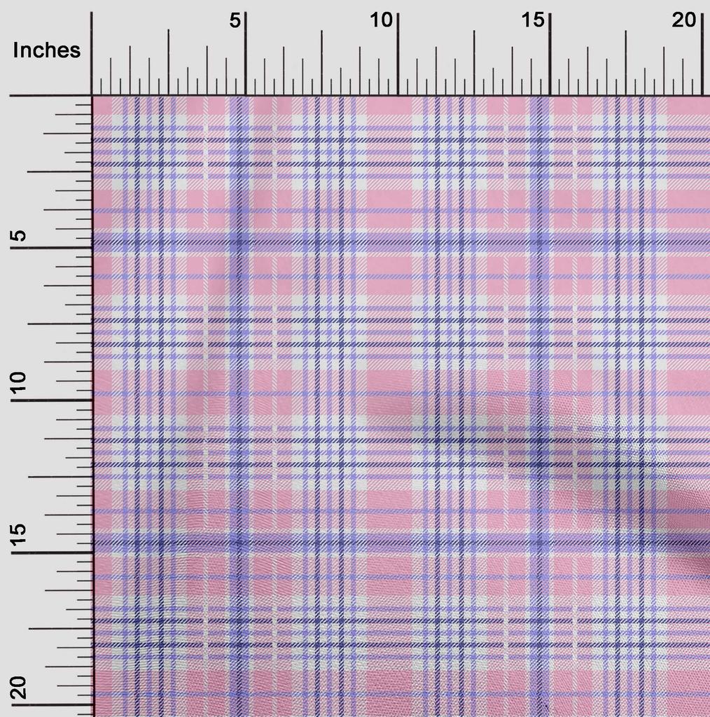 oneOone Cotton Flex Light Pink Fabric Check  Sewing Craft Projects Fabric Prints By Yard 40 Inch