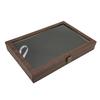 Pin Display Case Large Black PU Leather Dustproof Glass Widely Used Coin Display Case for Jewelry