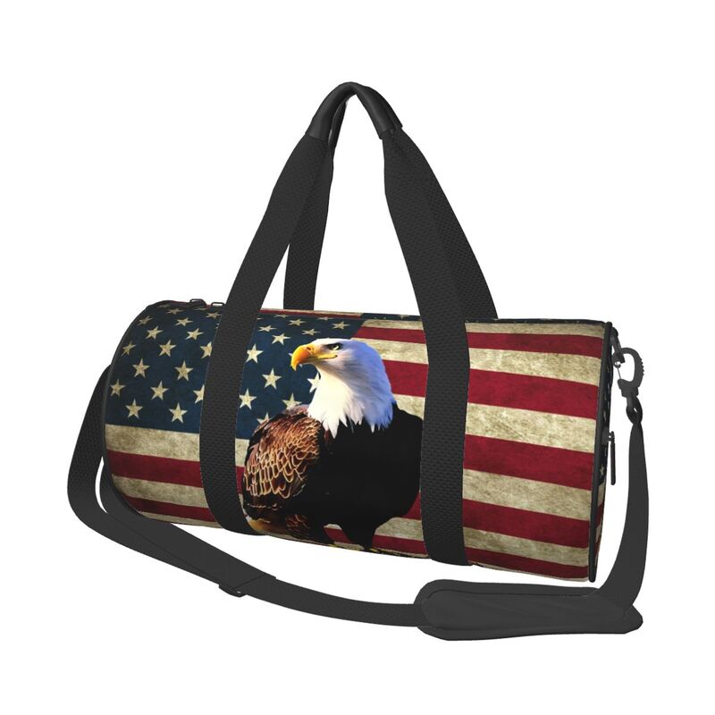 American Flag Eagle Print Travel Duffel Bag Unisex Lightweight Yoga Gym Sports Bags Portable Waterproof Carry on Luggage Bag