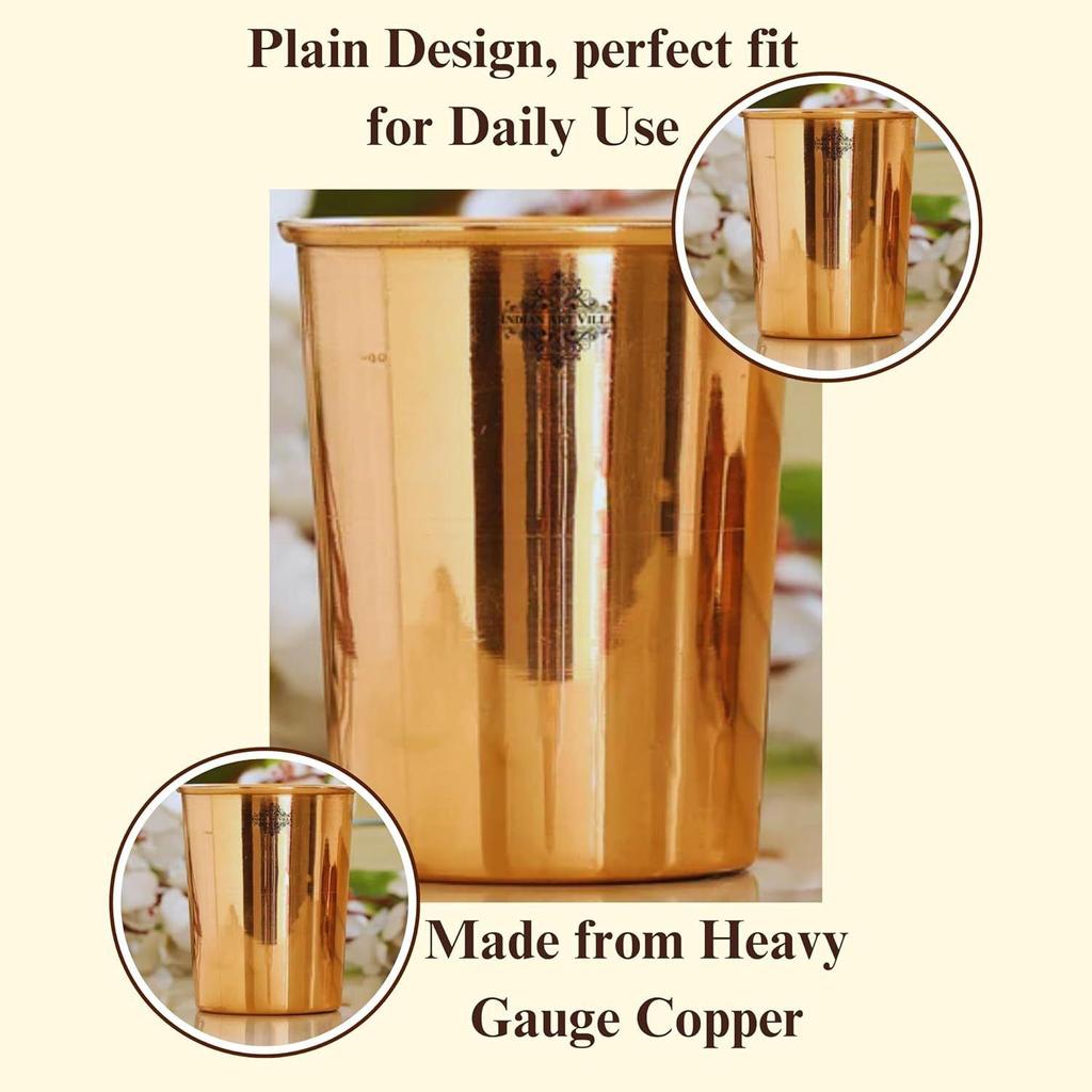 Glass - 275 ML Tumbler, Copper Drinkware & Serveware, Ideal for Water Drinking, Perfect Gifting Option for Festivals and Special Occasions, Set of 2