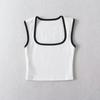 Woman Fashion Slim Solid Contrust Camis Casual Sleeveless Tanks Square Collar Crop Tops Clothing Streetwear Mujer 2024 Y2k
