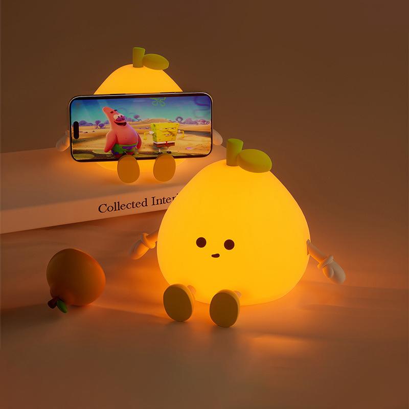 USB Rechargeable Night Light Orange Silicone Night Lights Touch Sensor Bedroom Bedside Cat Lamp With Remote For Kids Baby Gift