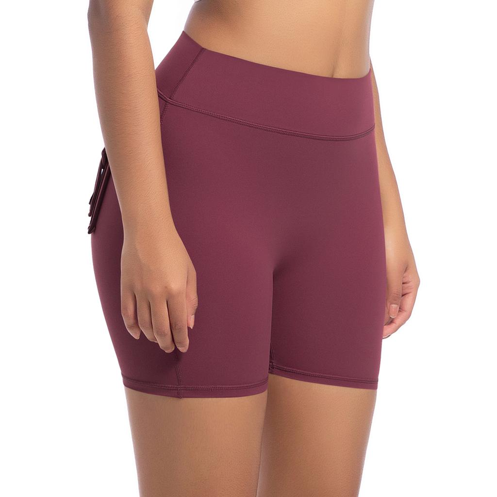 Auroth Women Yoga Sports Shorts Whith Pocket High Stretch Gym Fitness Short Leggings Peach Hip Shorts