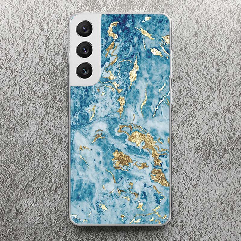 Fashion Gold Pink Geometric Marble Print Soft Case for Samsung Galaxy S25 S24 S23 S22 Ultra S21 Plus S20 FE Phone Shell S10 + Pa