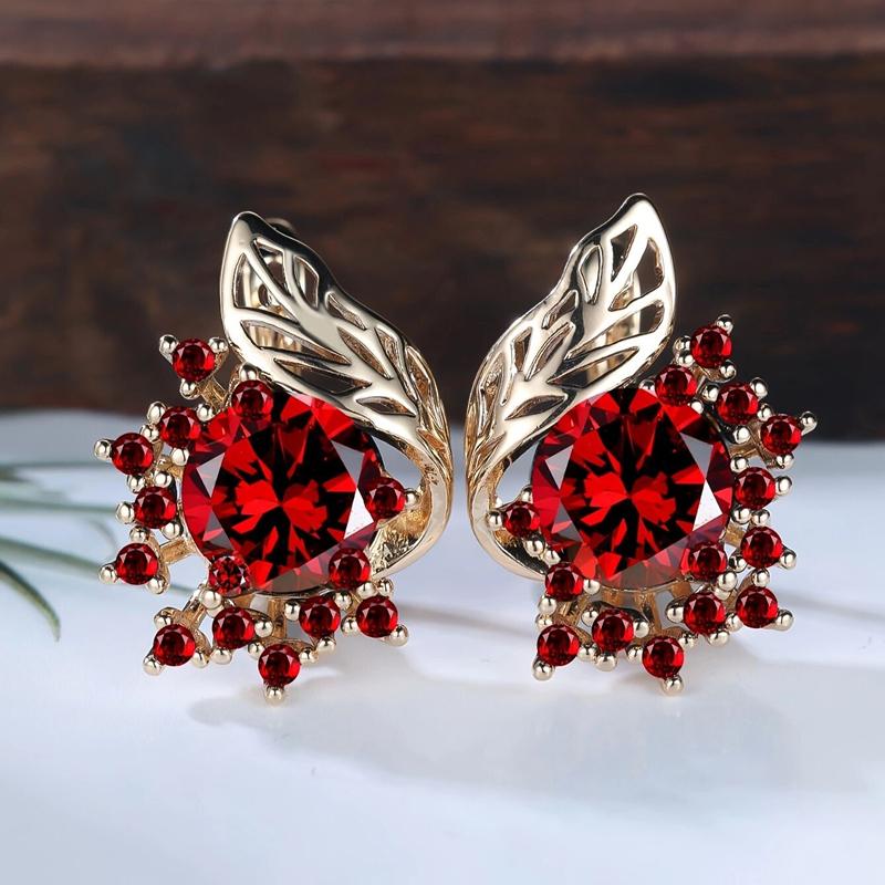 Богемские серьги-кольца с черным цирконием в виде листьев и цветов для женщин, роскошные золотые свадебные украшения