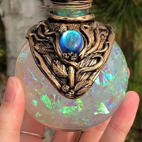 Флакон волшебного зелья «Аура русалки», винтажный флакон для духов из смолы и кварца, флакон желаний, подарок ручной работы для нее, девушки, жены.