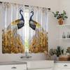 2 Pieces Of Golden Peacock Printed Curtains, Pole Bag Curtains, Home Decoration, Room Decoration