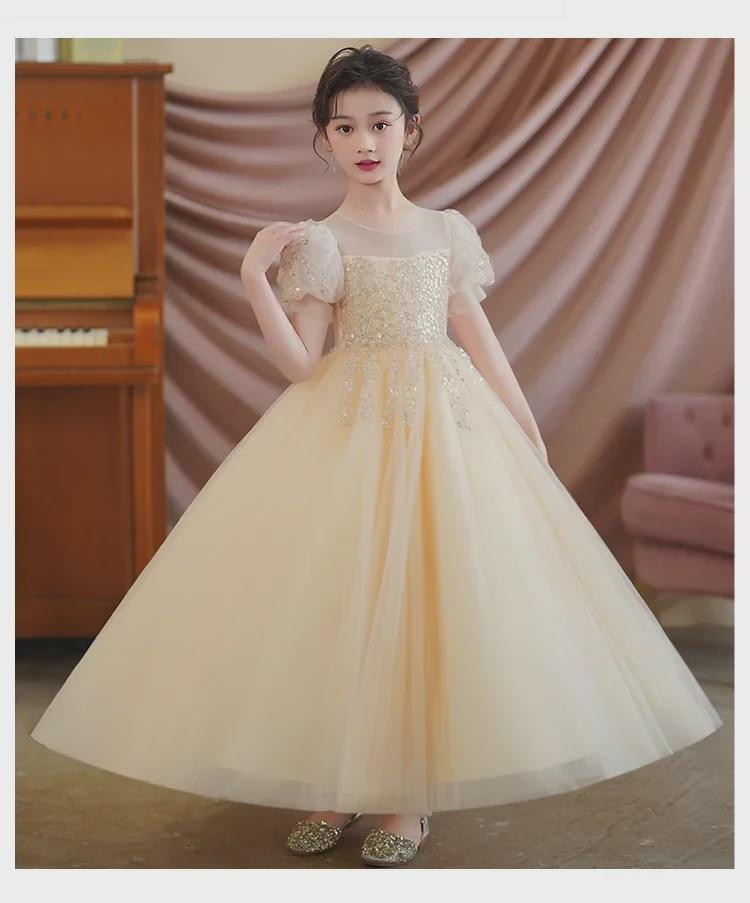 Высококачественное пышное платье принцессы для девочек - летний наряд для игры на пианино и дня рождения