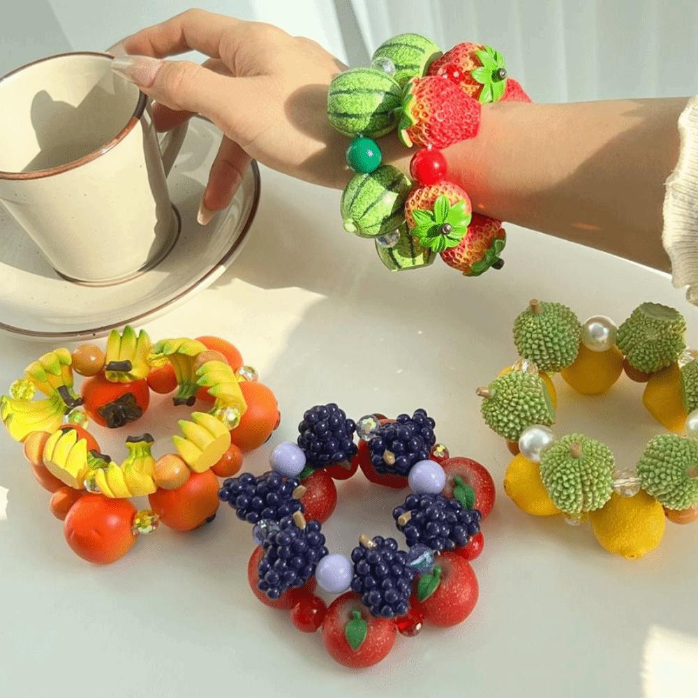 Resin Beads Bracelet Dopamine Summer Bohemian Jewelry Simulation Fruit Bracelet Beach Jewelry