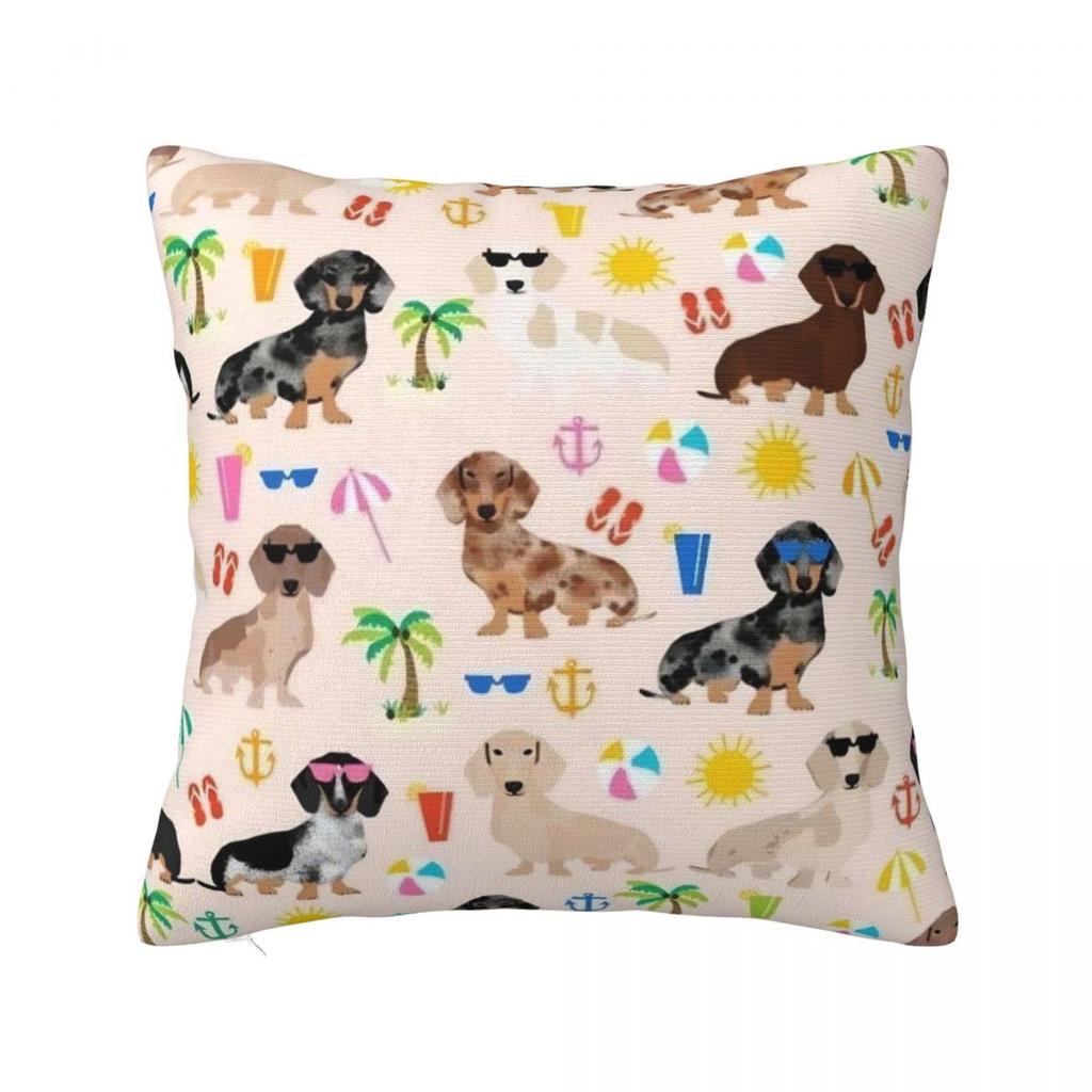 Dachshund Square Pillow Cases Dog Cushion Cover Novelty Decorative Pillowcover for Car 4545cm