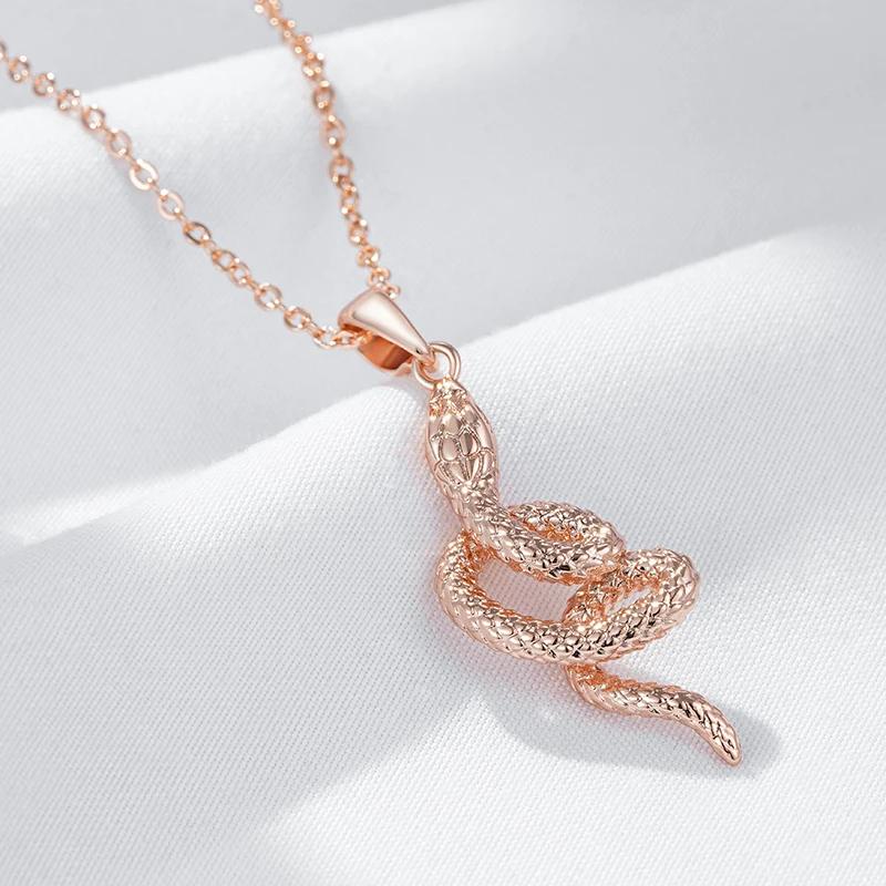 Модный золотой кулон в виде змеи для женщин, ожерелье в стиле панк-рок, индивидуальность, новогодние украшения, оригинальные аксессуары для животных