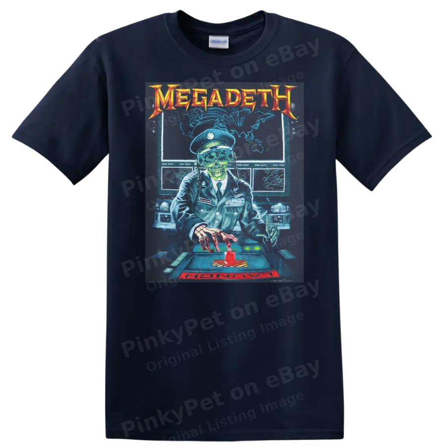 Skeleton Officer Launch Button T Shirt Graphic Art Heavy Metal Tee