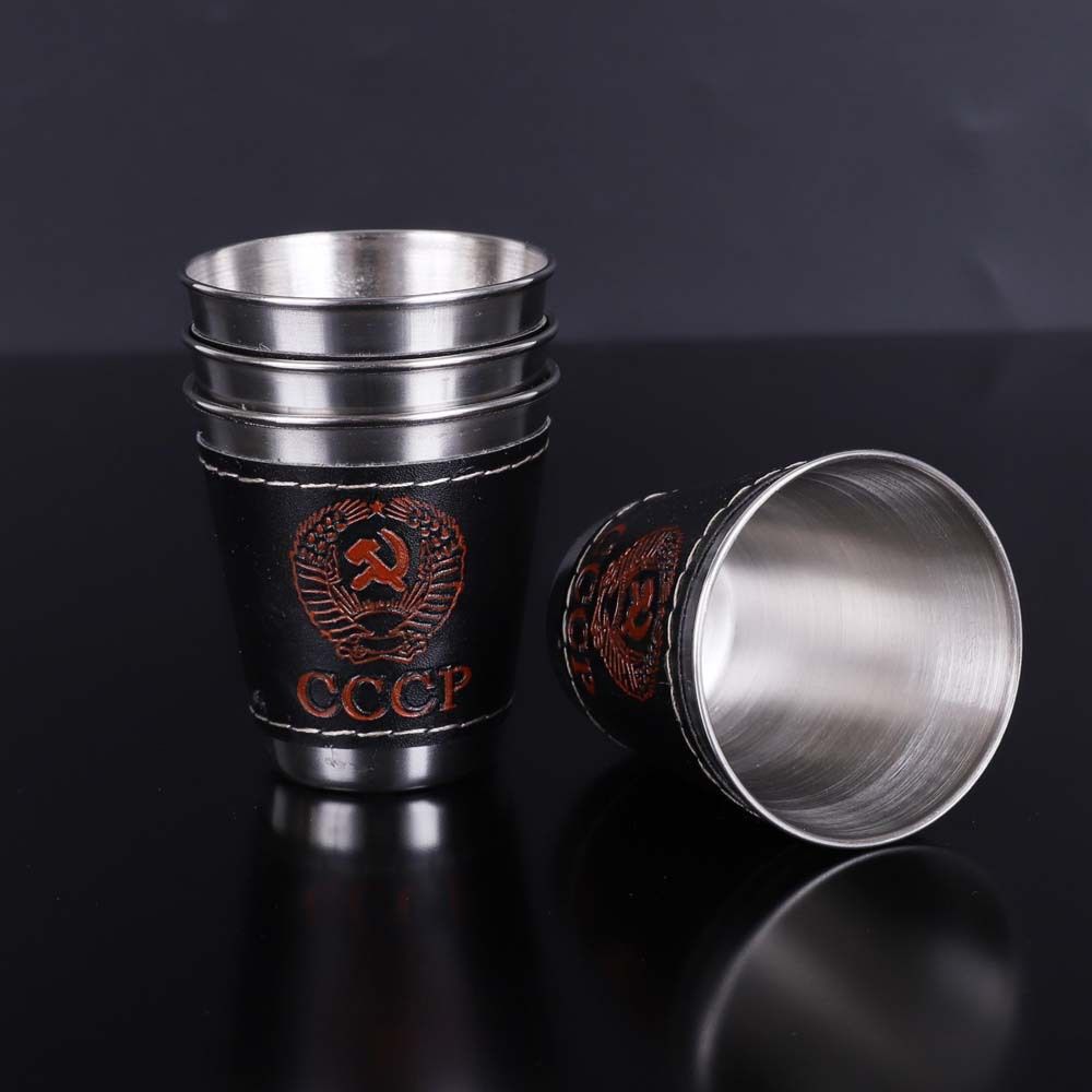 Leather Cover Bag Water Mugs Beach Hiking Stainless Steel Cup Wine Beer Cup Camping Cup Travel Cups