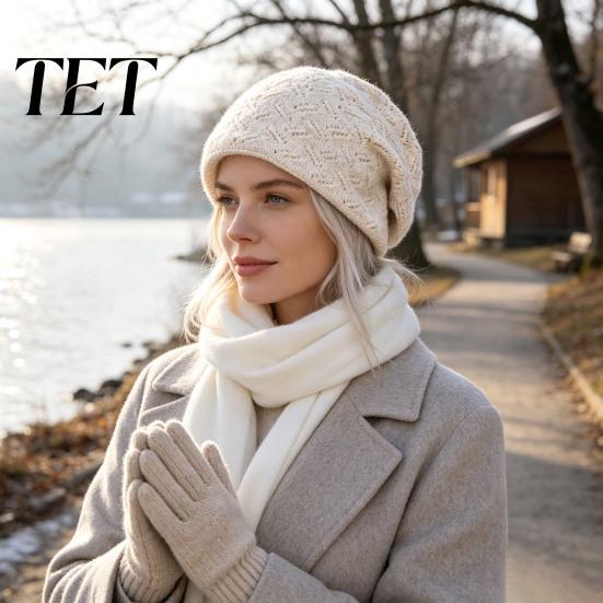 Thickened Knitted Beanies for Women Winter Knit Women, Thick Slouchy Skull Cap with Diamond Thermal Protection Hat Severe Cold Texture, Soft Warm Cozy