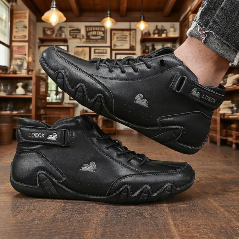 Модная мужская обувь хай-топ из замши, с креативной шнуровкой, для повседневных случаев. Рваные джинсы - выделитесь стильно.