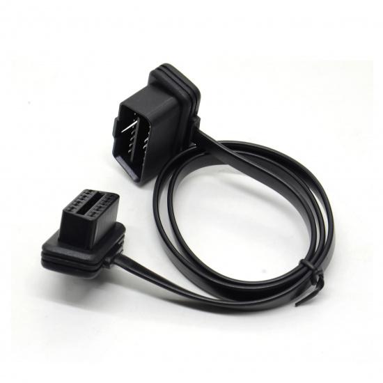 100cm 60cm Flat Thin As Noodle OBD2 OBDII OBD 16Pin ELM327 Male To Female Elbow Extension Cable Diagnostic Scanner Connector