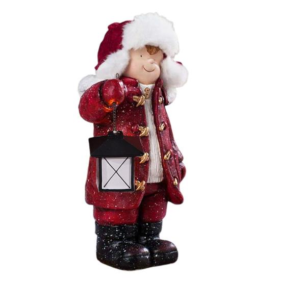 Скульптура Ребенок и Фонарь Смола Мультяшная Детская Фигурка Фестиваль Внутреннее Наружное Украшение