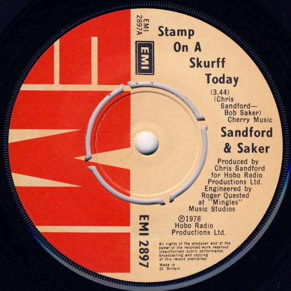 7-дюймовая пластинка CHRIS SANDFORD BOB SAKER Stamp On A Skurff Today EMI2897 EMI 1978 Великобритания Рок Б/у