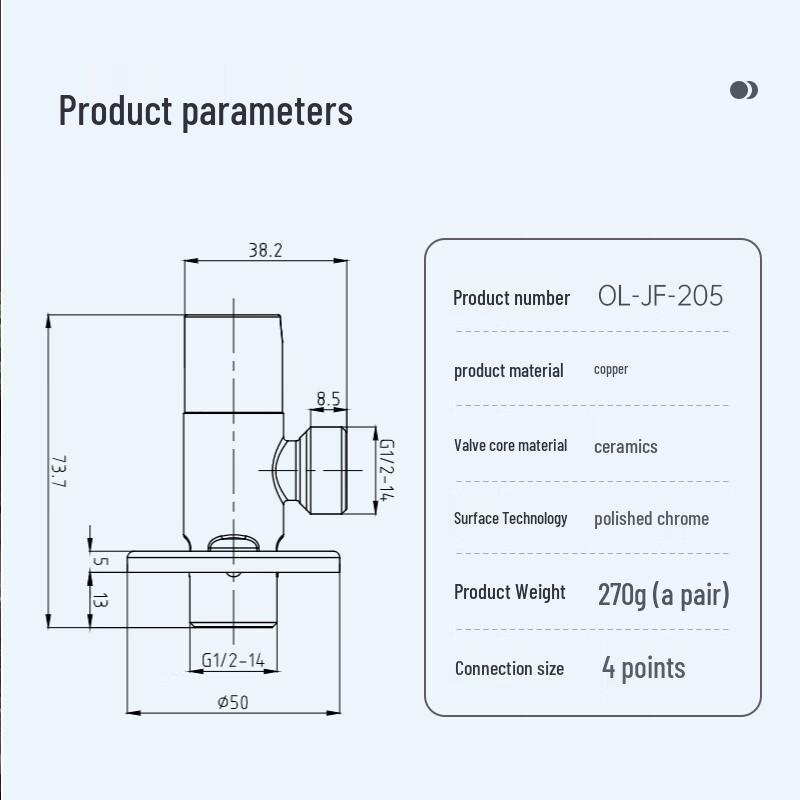 OULIN Brass Hot & Cold Angle Shut-off Valve (2-Pack)