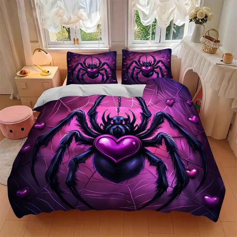 3pc Spider Web Cover Set - 1 Quilt Cover + 2 Pillowcases, All Seasons Bedroom Setting, Perfect for Home011