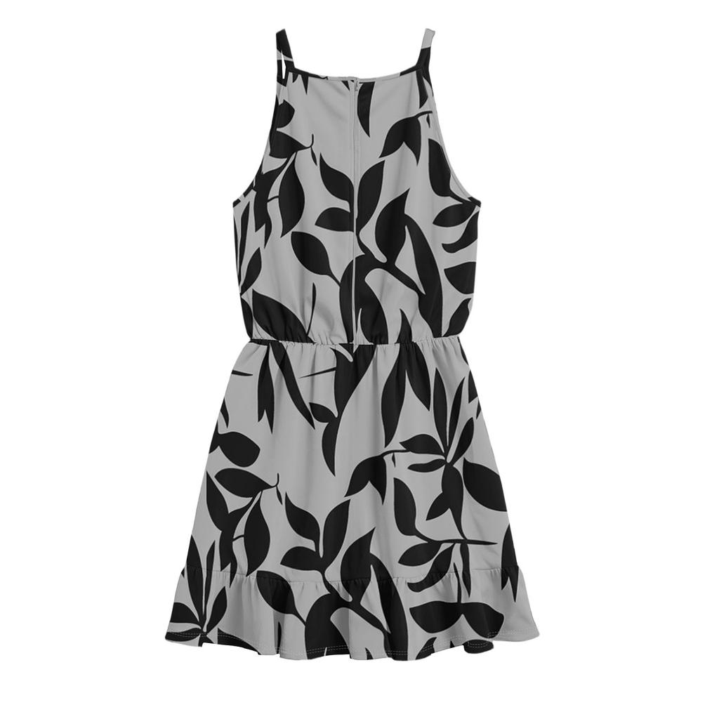 Детское летнее повседневное модное платье с круглым вырезом, однотонное, без рукавов