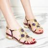 2025 New Comfortable Crystal Sandals Women's High Heels Fashion Summer Diamond Inlaid High-grade Beach Leather Shoes