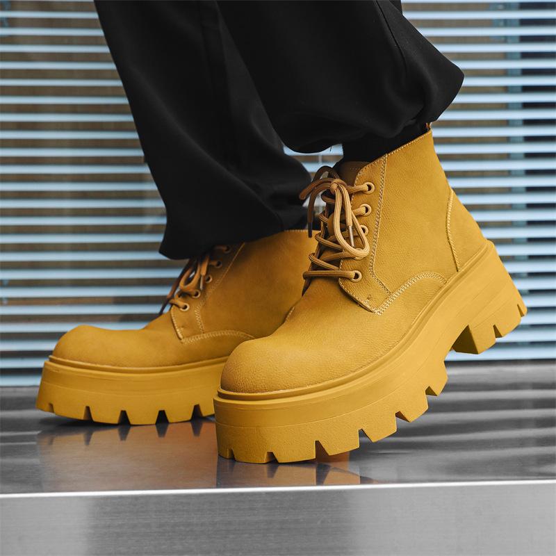 Ботинки Martin на толстой подошве средней высоты, модные, грубые, красивые, мужские кожаные ботинки, осенне-зимние, новые, универсальные уличные ботинки 9133-H