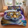 3pcs Tiger Moon Night Print Duvet Cover Set - Includes 1 Duvet Cover and 2 Pillowcases, No Quilt Core, All-Season Home Decor yy251111015