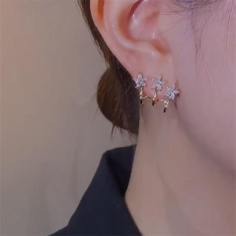 Супер блестящие пятиконечные звезды Мори цветочные серьги женские серьги-гвоздики ветровой стиль милая девушка нишевый дизайн