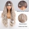 MISSQUEEN женский парик Ombre коричневый, серый цвет длинный волнистый парик с челкой из синтетического волокна женская повседневная одежда косплей волнистый парик