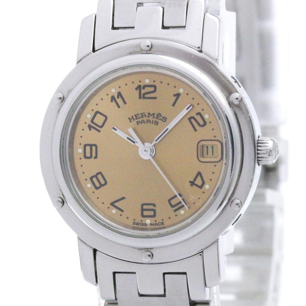Used HERMES Clipper Stainless Steel Quartz Ladies Watch CL4.210 (Refurbished)