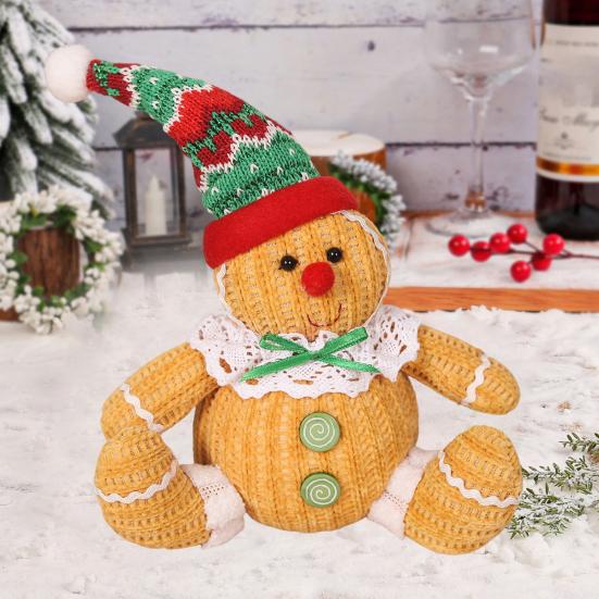 Рождественский пряничный человечек, плюшевая кукла, веселое рождественское украшение, мультяшная кукла, фигурка с поварской шапкой, шапка Санты для домашнего декора