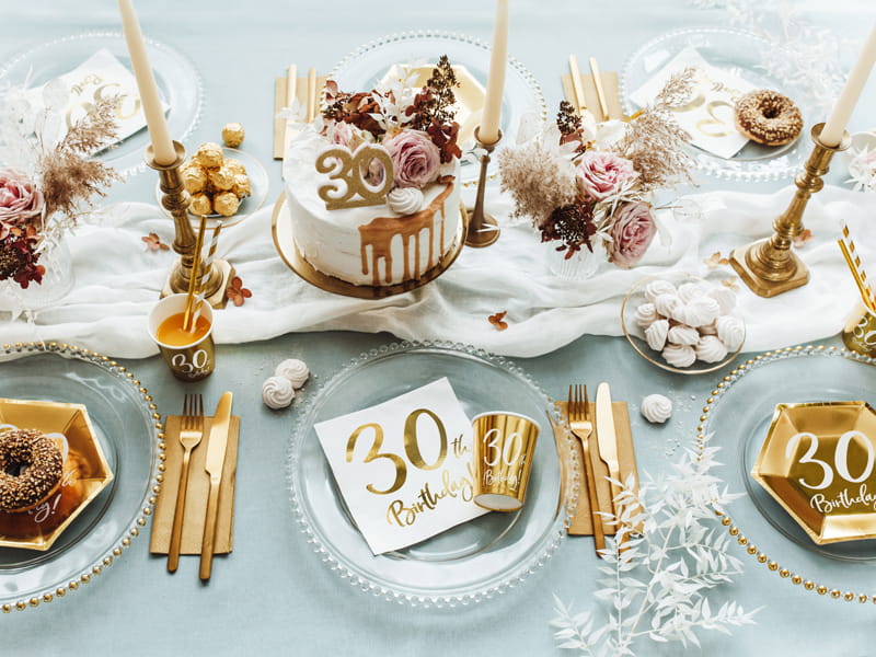 Partydeco Świeczka Urodzinowa Liczba 30 Złota 7,5Cm