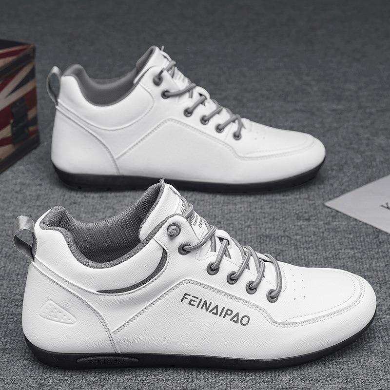 Mens Fashion Casual Lace Up Non Slip Leather Work Board Shoes