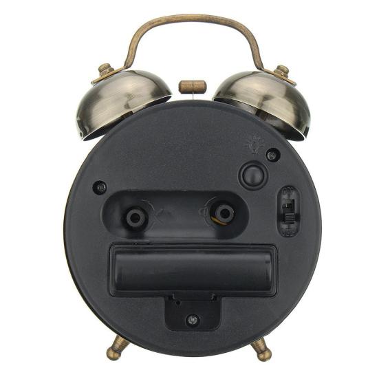 Classic Silent Double Bells Quartz Movement Bedside Table Retro Mini Alarm Clock