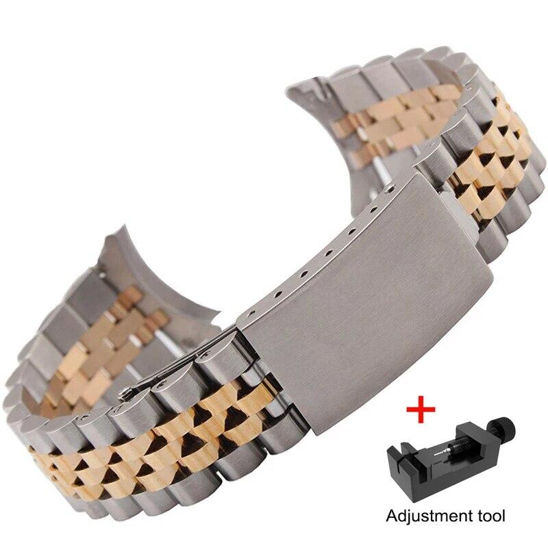 Ремешок для часов из нержавеющей стали, тон 13 мм, 17 мм, 18 мм, 19 мм, 20 мм, 21 мм, 22 мм, розовое золото, серебро, ремешок для часов, браслет-устрица